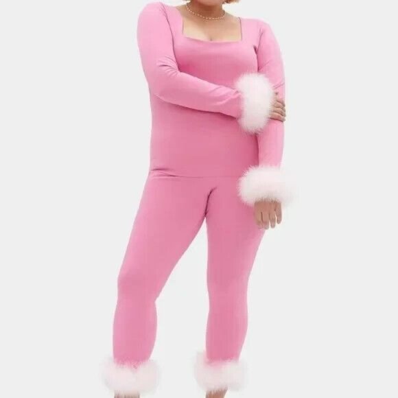 Sleeper Womens Weekend Chic Set Top With Leggings Medium Pink